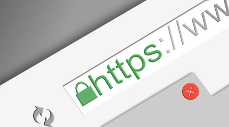 Shows web browser with https in it
